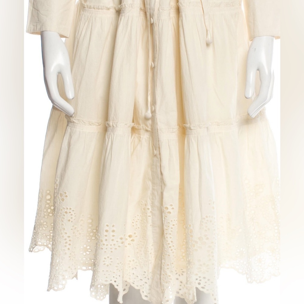 Apiece Apart / eyelet tiered midi shirt dress cream sz 4 small - Picture 4 of 6